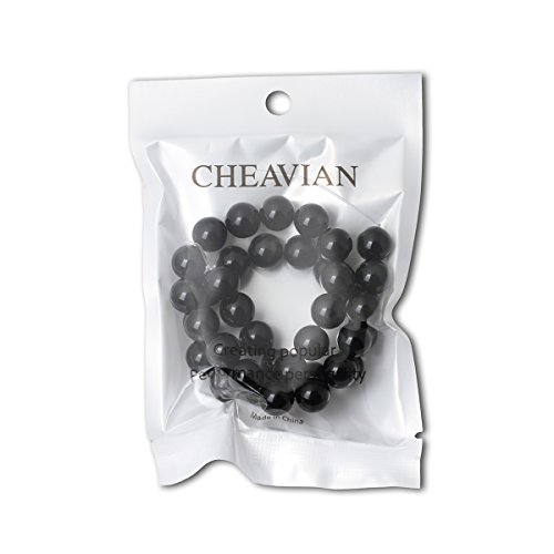 Cheavian 35Pcs 10Mm Natural Black Obsidian Gemstone Round Loose Beads Crystal Energy Stone Healing Power For Diy Jewelry Making 1 Strand 15" #TOP4
