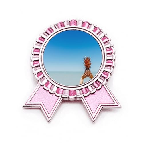 Broche rose image océan et sable en métal médaille de prix M