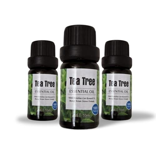 Huile Essentielle de Tea Tree 100% Naturelle – Lot de 3 x 10 ml – Pressée à Froid – Arbre à Thé Pur – Soin Peau, Ongles, Acné, Diffuseur, Aromathérapie