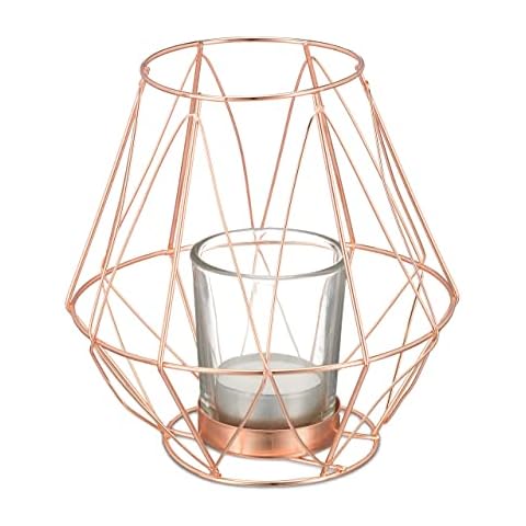 Relaxdays Geometric Copper Tealight Holder Cover