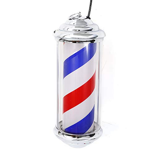 Wupyi 14.5” Barber Shop Pole Red White Blue Rotating Light Led Stripes Pole Light Hair Salon Sign Wall Mount Rotating Light (14.5") #TOP3