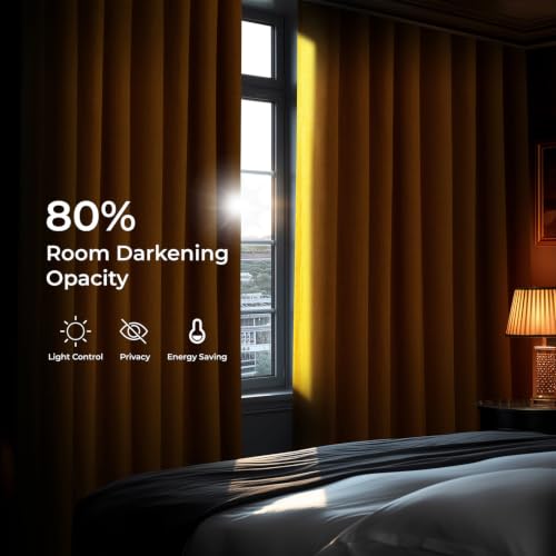 Image of HPD Half Price Drapes Grommet Linen Curtains 96 Inches Long Room Darkening Curtains for Bedroom & Living Room (1 Panel), 50W x 96L, Dandelion Gold