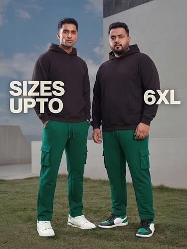 Image of Fflirtygo Mens Cargo Pants Cotton | Track Pants with Zip Pockets | 4 Pocket Joggers | Baggy Lower for Men | Sizes Upto 6XL