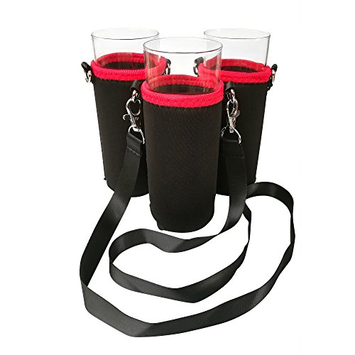 Eff Em Concept KölschHolder – Le porte-verre à Kölsch pour le cou, avec lot de 3 lanières tour de cou, Noir.