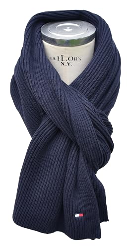 Bufanda de punto Tommy Hilfiger premium de algodón y cachemira suave en azul marino 4
