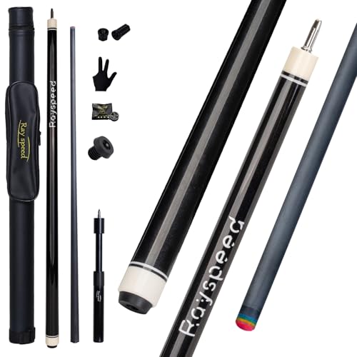 Ray speed Carbon Fiber Pool Cue Stick 12.5mm Low Deflection Full Carbon Technology Pool Stick for Adults Professional Billiard Cue with Uni-loc Pin Joint
