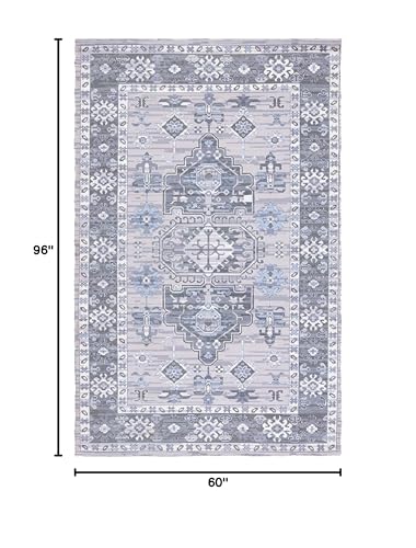 SAFAVIEH Saffron Collection 5' x 8' Purple / Ivory SFN651V Handmade Boho Chic Distressed Area Rug