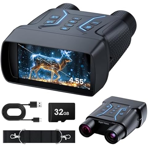 Upgraded Night Vision Goggles, 4k Night Vision Binoculars, 4.55" Large Display, 1312 FT Full Dark, 32GB, 8X Digital Zoom, 36MP 7-L IR Night Vision for Camping, Bird Watching, Hunting, Gifts for Dad Cover