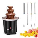 BTToyy Mini Chocolate Fountain,3 Tiers Electric Melting Machine with 4Pcs Forks,10-OZ Mini Hot Choco