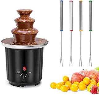 BTToyy Mini Chocolate Fountain,3 Tiers Electric Melting Machine with 4Pcs Forks,10-OZ Mini Hot Chocolate Fondue Pot Fountain Party Fondue for for Nacho Cheese, BBQ Sauce,Fruit,Ranch, Liqueurs