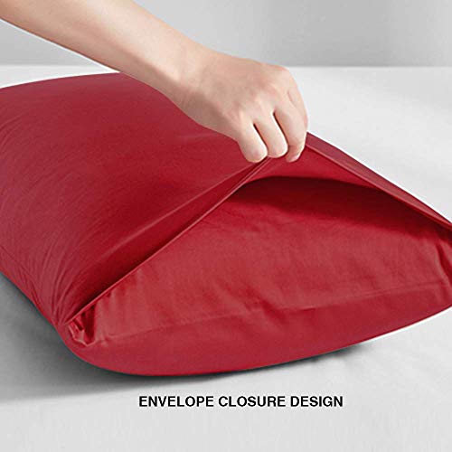 FLXXIE Microfiber Pillow Cases Queen Size Set of 2, Soft Pillowcases with Envelope Closure, Wrinkle Resistant Pillow Covers, 20x30, Wine Red