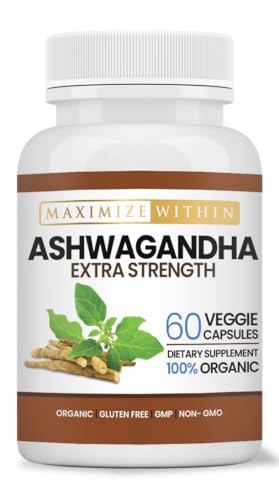 Ashwagandha Root Extract Extra Strength – 60 Vegetarian Capsules – Non-GMO Herbal Supplement – Adaptogenic Herb – Enhanced Absorption Formula