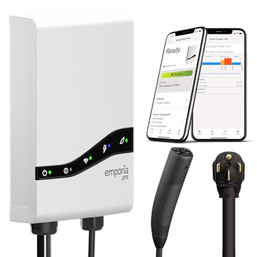Image of EMPORIA Pro Level 2 EV Charger with PowerSmart, Compatible with Tesla /NACS Vehicles - 48 amp Fast EV Charger for Home - 240v Electric Vehicle Charging Station - 25' Charging Cable