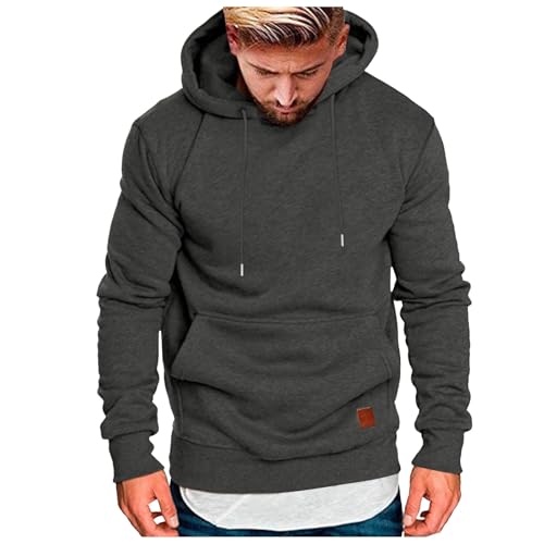 Hooded Drawstring Hoodies for Men Cute Thickened Preppy with Hood Sweaters 2025 Plus Size Solid Color Clothes Fall