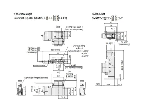 Electrovanne SY5120-5LZD-C8 à 5 ports débit d'air fluide sans perte de pression - 5
