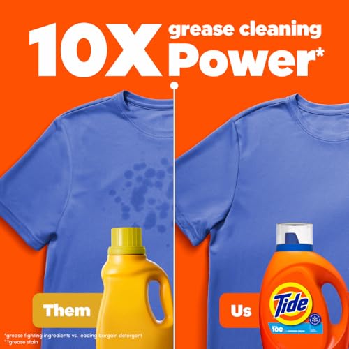Image of Tide Laundry Detergent Liquid, Clean Breeze Scent, 64 Loads, 80 fl oz, Works on 100% of Common Stains