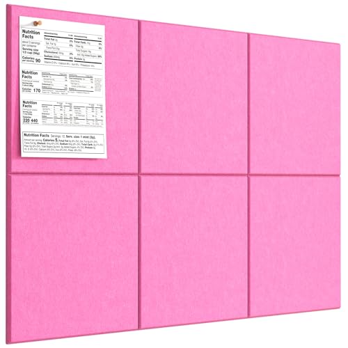 Image of MaxGear Felt Bulletin Board 36 inch x 24 inch, Pink Felt Wall Tiles Push Pins
