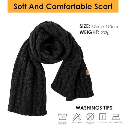 PAGE ONE Women's Ribbed Knit Scarf Winter Warm Long Big Wrap Cashmere Wool Thick Large Chunky Scarf for Women2