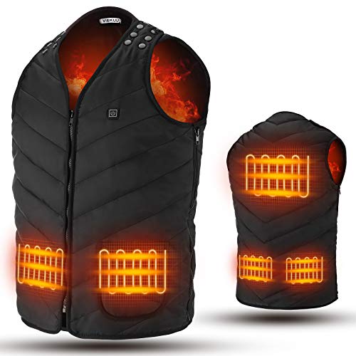 Gilet Chauffant USB Chargeur Vêtements Veste pour Hiver Hommes Femme Chauffé Gilet Sportives de Plein air Chaud isolé Gilet Cadeau pour Noël,Noir,XL Cover