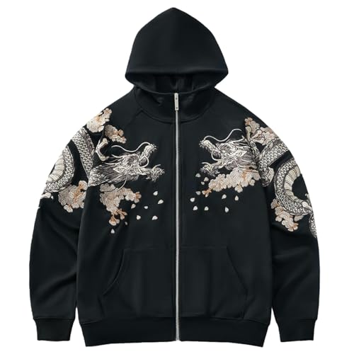 Veste Homme Style Chinois Casual et Brodé à Capuche Zip