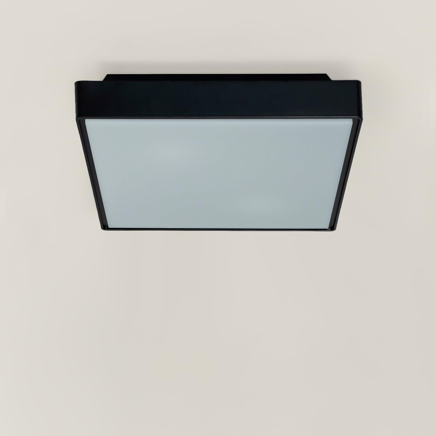 LEDKIA Plafón Cuadrado para Exterior IP65 Julius Negro | IP65 | Para 2 Bombillas LED E27 | Para Jardín; Balcón; Fachada | Negro