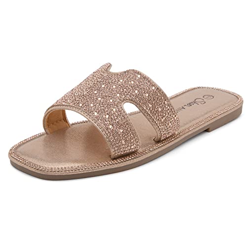 Sandales plates femme strass Herstyle pour un été chic et décontracté