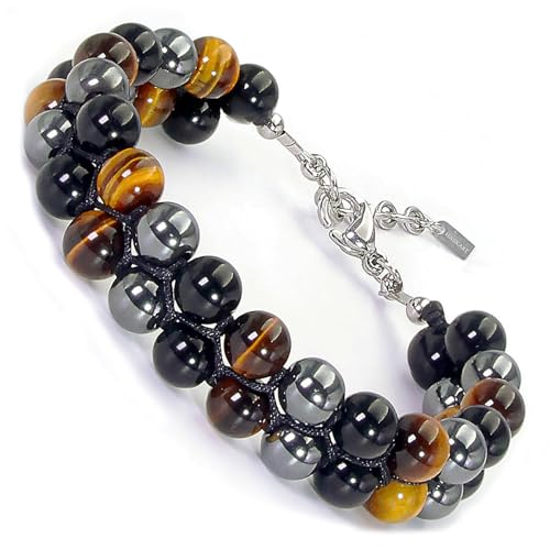 Pulsera para hombre con piedra Ojo de Tigre natural ajustable miniatura 1