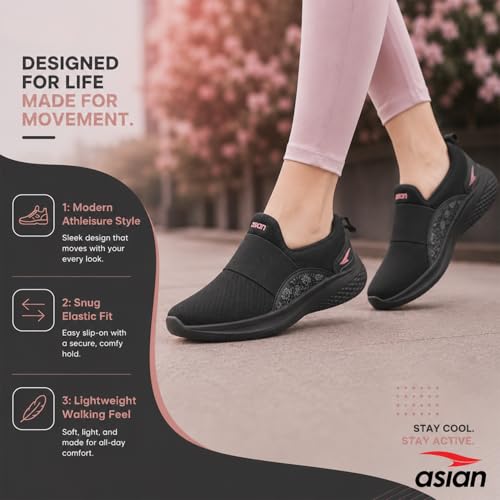 Image of ASIAN Style Walk-02 Women Walking Shoes with Memory Foam Cushion, Lightweight Slip-On Design, Breathable Upper Stylish Casual Shoes