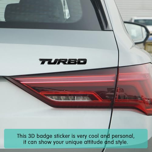 Image of ASUBHA 3D Metal Turbo Car Emblem, Zinc Alloy Universal Car Sticker, Black, Exterior, Front Grille, Trunk, Body, Engine Cover, Interior, Motorcycle, Scooter, Laptop, Tablet, Easy to Install
