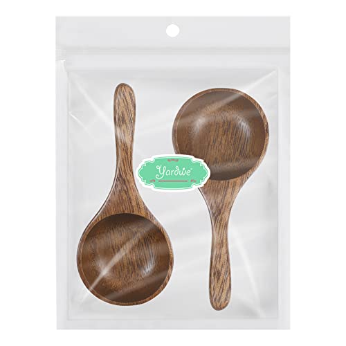 Yardwe 2Pcs Wooden Measuring Spoon Acacia Wood Spoon Mini Coffee Bean Milk Powder Spoon Solid Wood Water Scoop Spoon For Kitchen #TOP3
