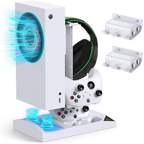 MENEEA Charger Stand Cooling Fan for Xbox Series S Console&Controller,White