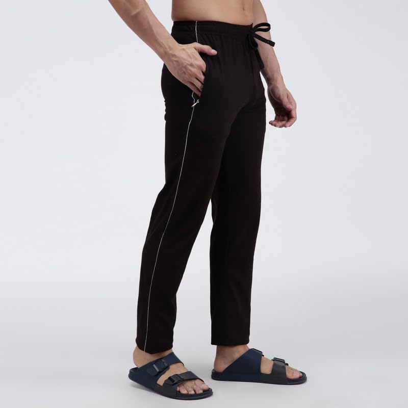 Image of Amul Comfy Men's Track Pant | Super Combed Cotton Rich Blend | Adjustable Drawstring Closure | Slim Tailored Fit | Soft Comfortable Everyday Bottom Wear | Color May Vary (Pack of 1)