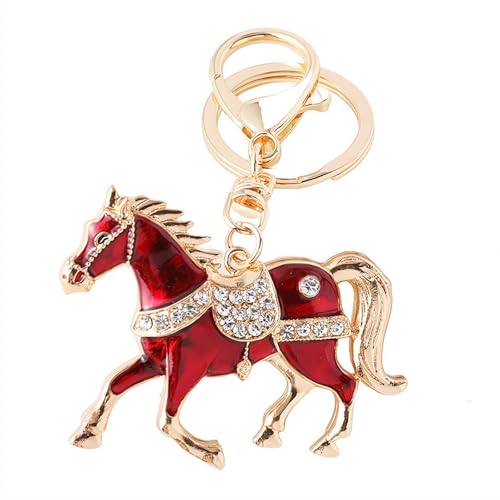 Crazyview Horse Keychain with Rhinestone, 2026 Year of The Horse Keychain, Sparkling Horses Year Keyring for Women (Red)