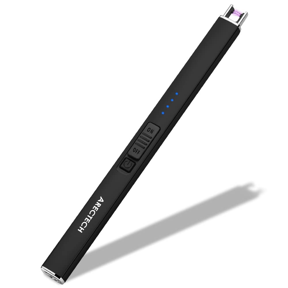CloudBliss Electric Candle Lighter USB Rechargeable,Flameless Arc Windproof, Long Handle for Gas Stove, Candles, Battery Indicator, Safety Lock, Reusable for Home & Pooja (Black)-picture-18