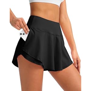 Soothfeel Athletic Shorts for Women High Rise Flowy Running Shorts with Pocket Quick Dry Workout Tennis Skirt Shorts