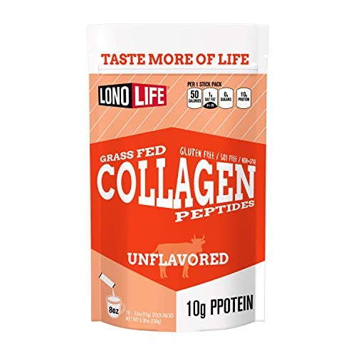 LonoLife - Unflavored Collagen Peptides with 10g Protein, Paleo and Keto Friendly, Portable Individual Packets