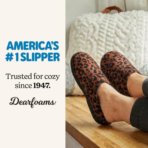 Image of Dearfoams Women's Lightweight Memory Foam Indoor House Slipper Darcy Velour Clog with Wide Widths