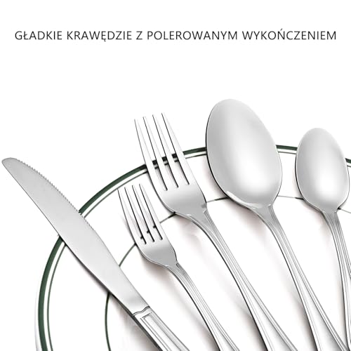 Otto Koning Frankfurt, zestaw sztućców dla 6 osób, 30-częściowy, sztućce ze stali nierdzewnej – polerowane na wysoki połysk – sztućce o klasycznym i prostym wzornictwie