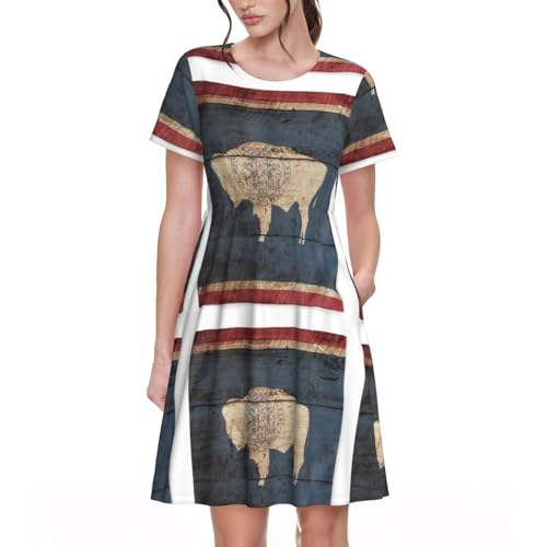Robe d'été EdWal Wyoming imprimée manches courtes col rond femme légère