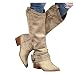 Dreamedu Botas Mujer Altas Rodilla Invierno Rebajas Estilo Motero Retro Borreguito Vaqueras...