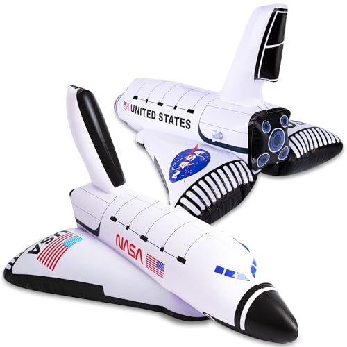 ArtCreativity Space Shuttle Inflates, Set of 2, 14 Inch Long, Outer Space Themed Party Decorations & Pretend Play Toys for Kids 3+