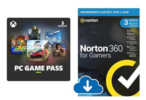 PC Game Pass | 3 Monate Mitgliedschaft | + Norton 360 for Gamers 2024 | 3 Geräte | Cybersicherheit für PC-Gamer | 1-Jahres-Abonnement