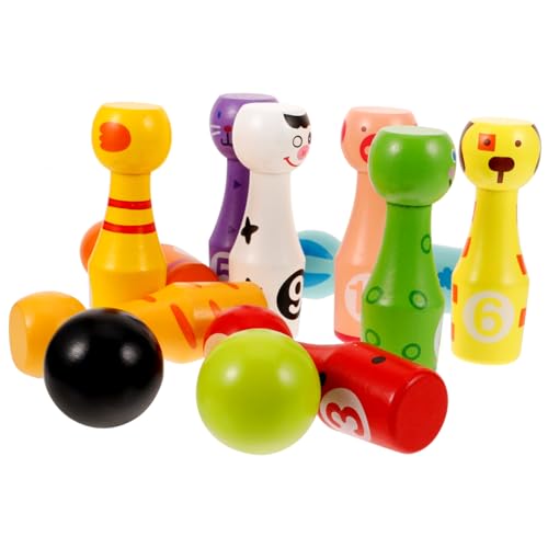 LAPYAPPE Holz Bowling Set Cartoon Tiermotiven 1Satz