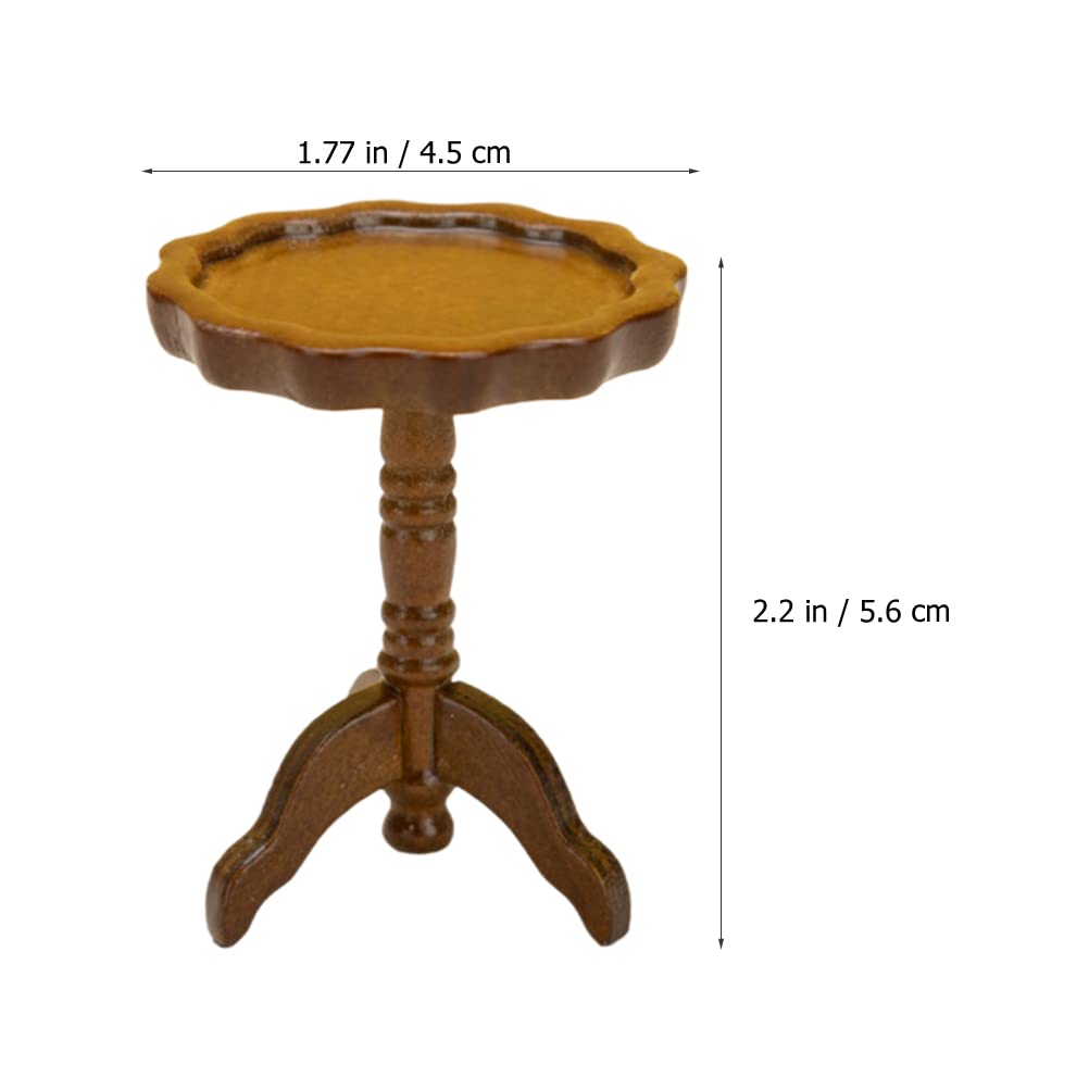 LOGOFUN 2 Pcs Miniature Wooden Table 1:12 Scale Round End Table Model Dollhouse Furniture Accessories