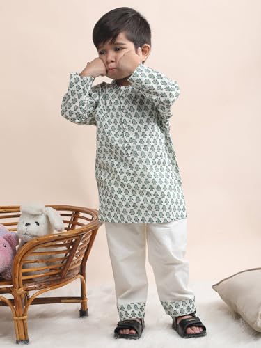 Image of POLKA TOTS Premium Cotton Night Wear for Boys & Girls | Traditional Kurta Pyjama Night Suit Set | Ultra-Soft & Breathable Nightwear for Toddlers & Baby | Kids Night Dress from Newborn to 8 Years