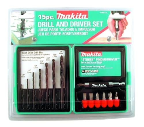 Makita 15-teiliges Bohren und Fahren Set: 4-teiliges Set, Ultra Loc, Stubby Schraubenhalter, 7 Industrie-Bit, 7 Ultra Bohrer, für Holz, Metall, Kunststoff