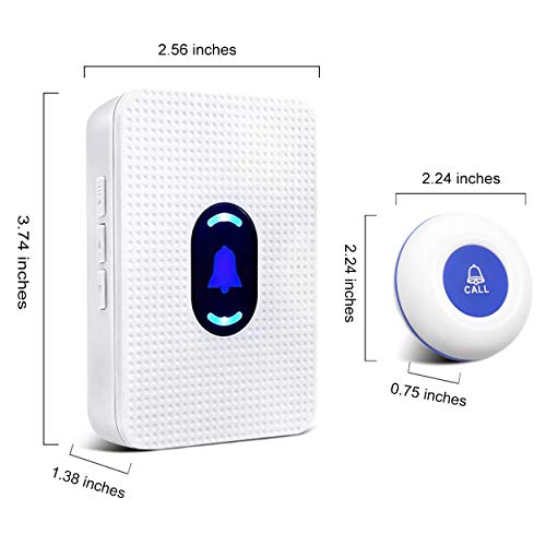 DAYTECH Wireless Caregiver Pager Call Button for Elderly Home Alert Alarm System Panic Button for Patient Seniors Personal Nurse Call Button 2 Receivers+2 Emergency Button
