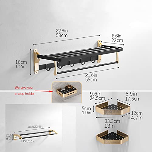 Accesorios de baño de aluminio anodizado con estantes premium set de 4 3