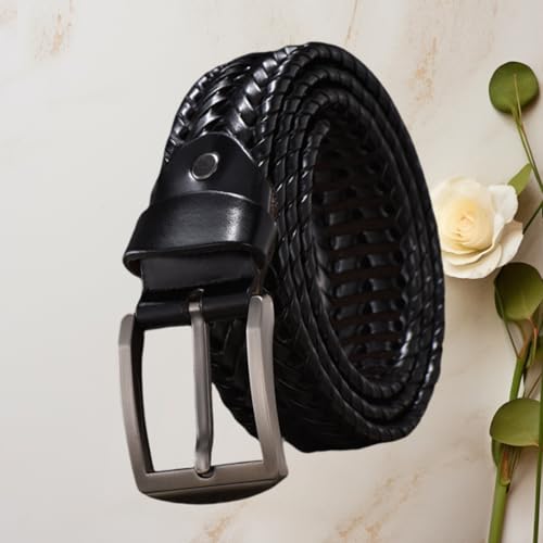 Men's Casual Leather Belt,Braided Belt, Women Leather Belt Vintage Genuine Leather with Metal Pin Buckle Unisex2