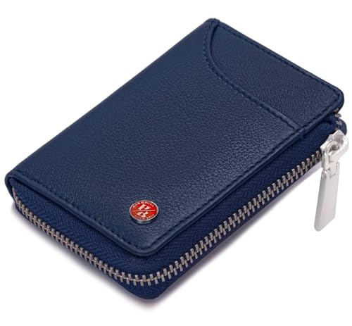 Image of HORNBULL Steve RFID Blocking Leather Wallet for Men | Vertical Credit Debit Card Holder (Navy1)